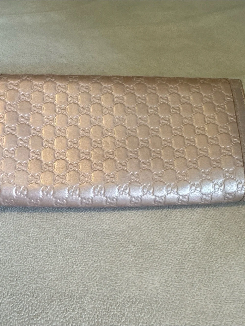 Gucci Guccissima Metallic Pink GG Continental Wallet Gold Logo Leather - Picture 5 of 16